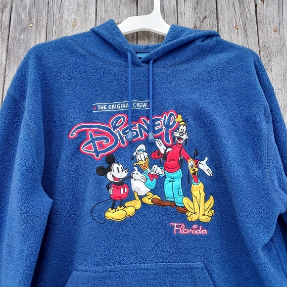 Disney The Original Crew Fleece Hooded Pullover‎ Sweatshirt Mickey Donald Goofy - Picture 5 of 5